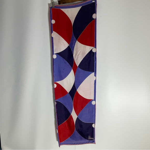 Vena Rectangular Red, Purple, White & Black Geometric Color Block Scarf - Picture 13 of 16